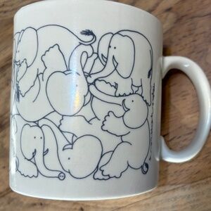 🐘 Vintage Taylor & Ng Elephant Mug – Whimsical Line Art – 1979 Collectible ☕